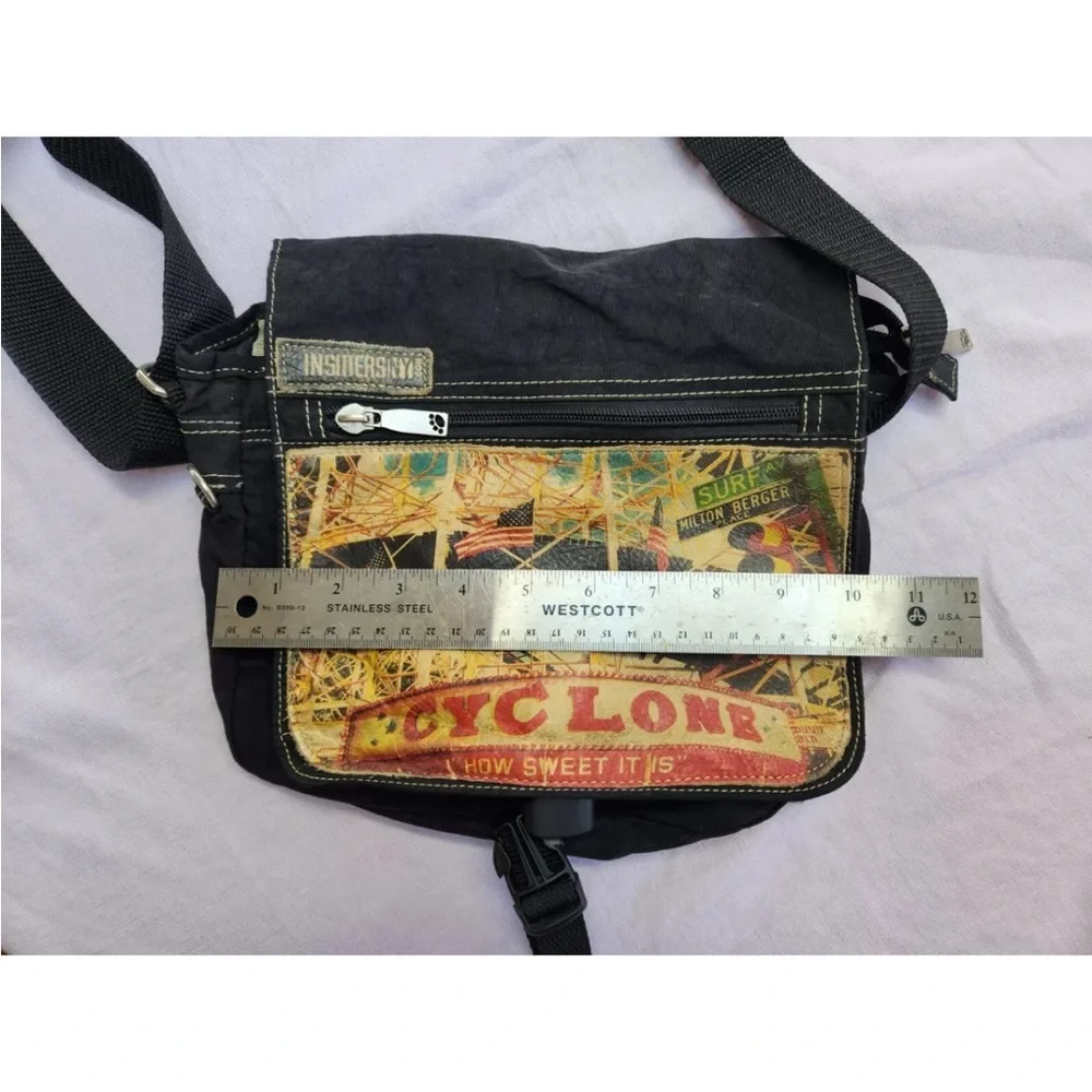 INSIDERS BROOKLYN NY Leather Nylon Xbody Bag Coney Island CYCLONE Rollercoaster‎